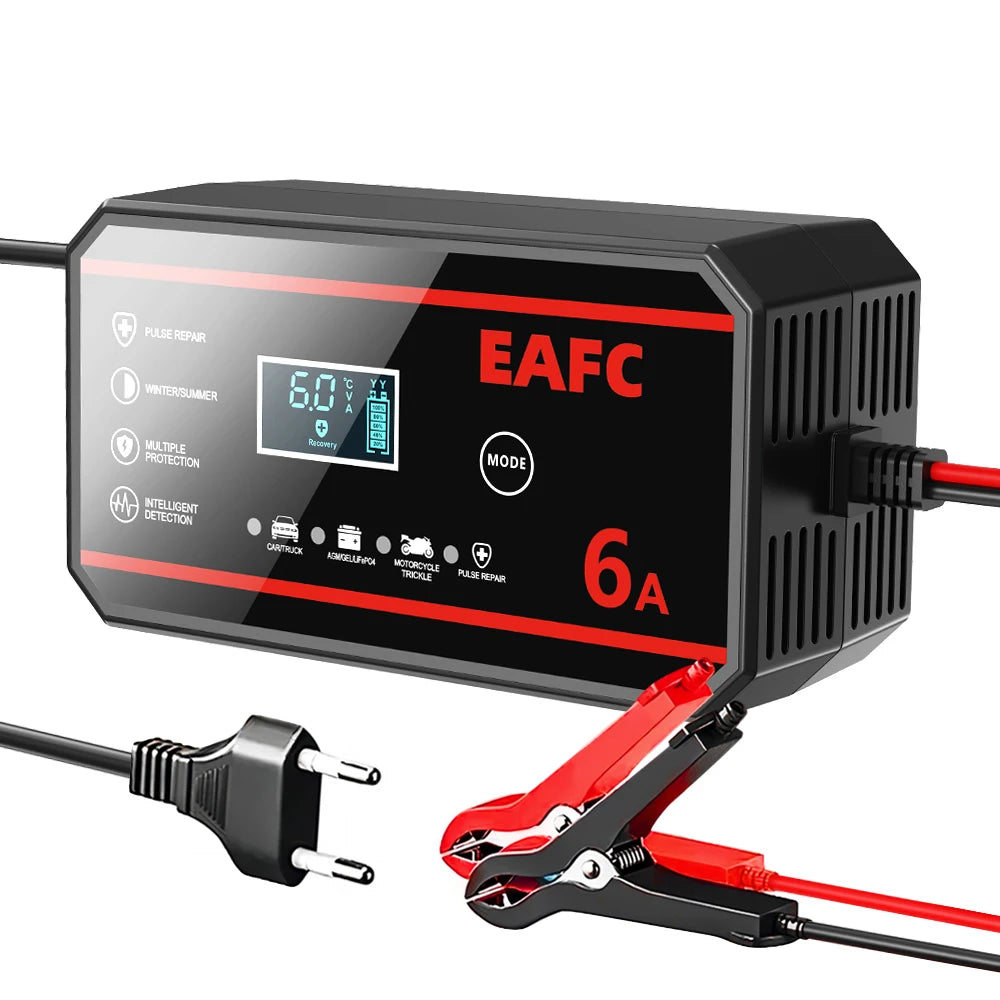 Prostownik do akumulatora 12V 6A/8A z wyświetlaczem LCD