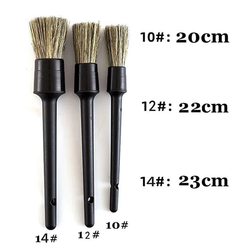 Zestaw 3 pędzli z włosia dzika do detailingu auta