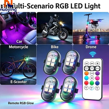 Zestaw lamp LED RGB do wnętrza auta z pilotem