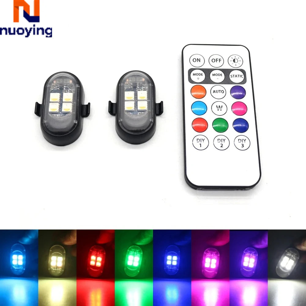 Zestaw lamp LED RGB do wnętrza auta z pilotem