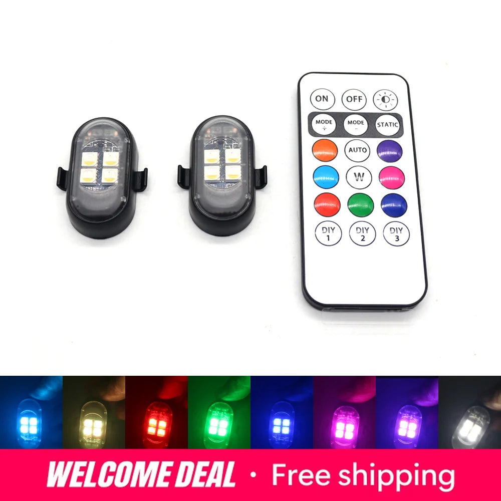 Zestaw lamp LED RGB do wnętrza auta z pilotem