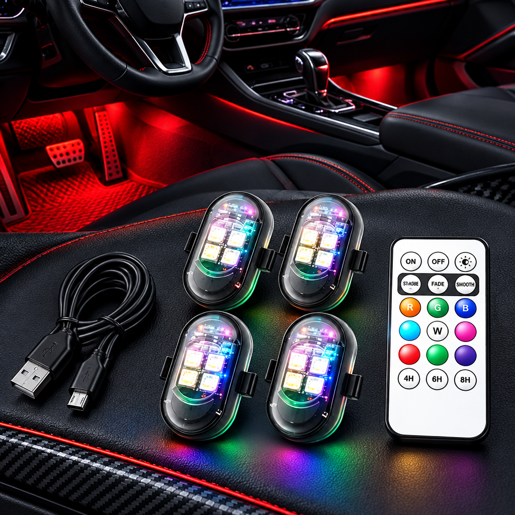 Lampy LED RGB do wnętrza auta