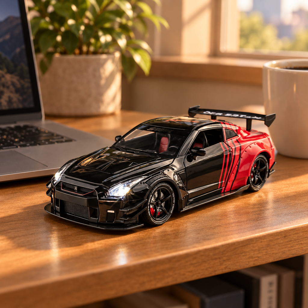 Model samochodu 1:24 na biurku